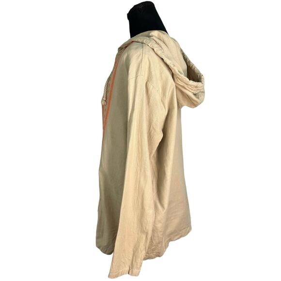 Natural Reflections Tan Embroidered Long Sleeve Cotton Tunic Hoodie Size L - Picture 2 of 7
